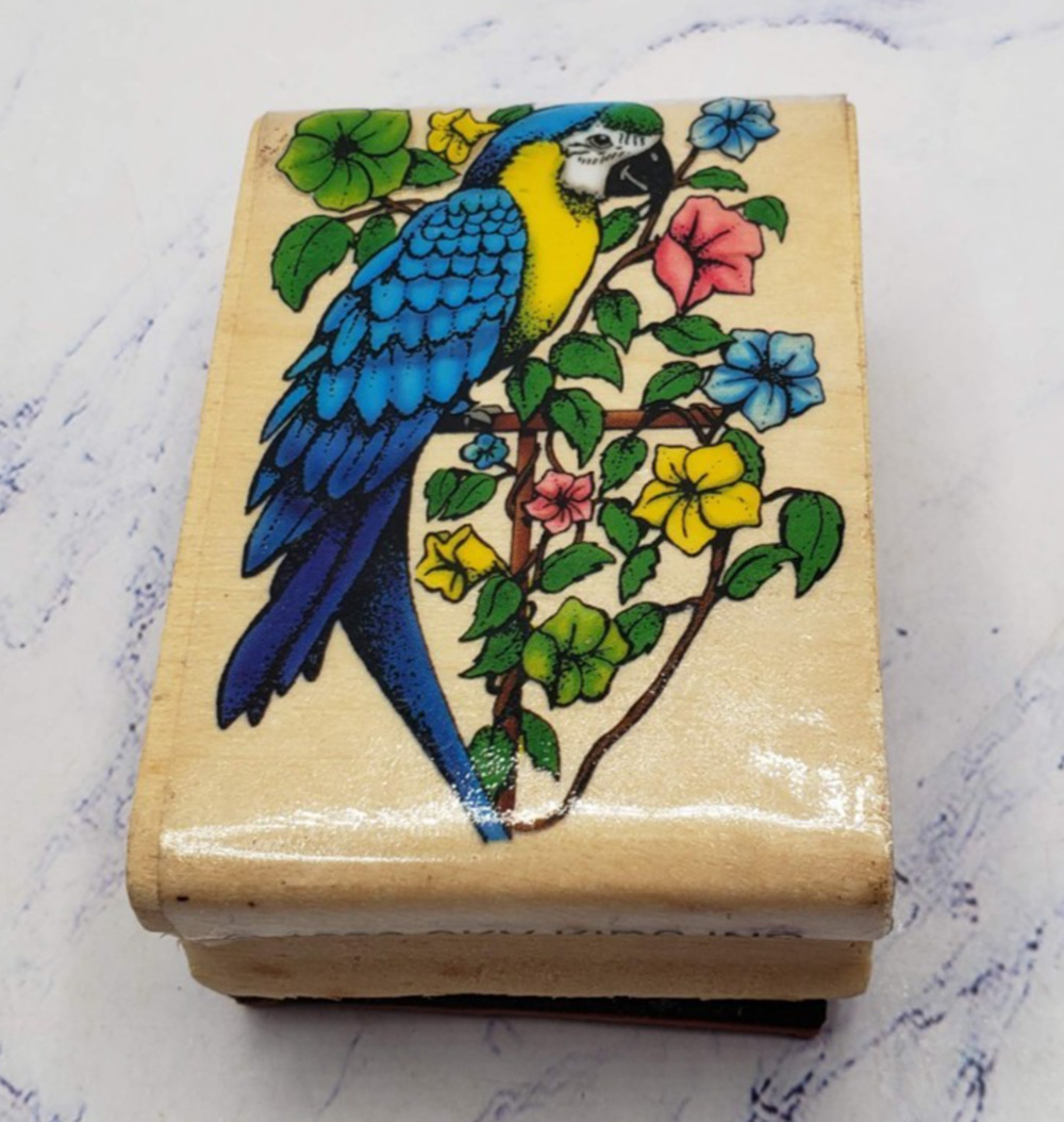 Parrot Macaw With Flowers Sky Kids Wood Mounted Rubber Stamp